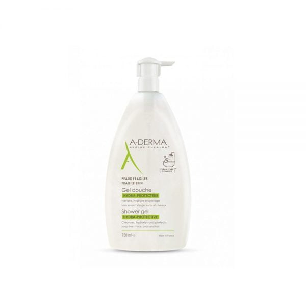 A-Derma Shower Gel Hydra Protective Face Body and Hair 750ml