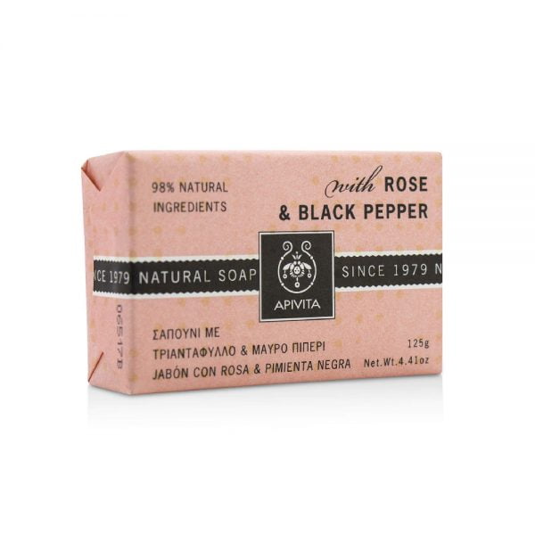 Apivita Natural Soap  Άγριο Τριαντάφυλλο και Μαύρο Πιπέρι 125g