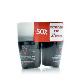 Vichy Homme Deodorant Anti Transpirant Roll On 48h 50% στο 2ο ΠΡΟΪΟΝ 2x50ml