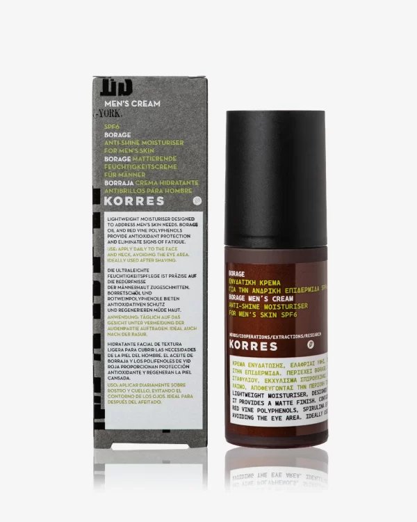 Korres Men's Cream SPF6 Borage Ενυδατική Κρέμα για Άνδρες, 50ml