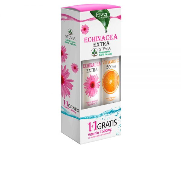 Power Of Nature Echinacea Extra & Vitamin C 500mg 1+1 Free 24+20 Effervescent Tablets