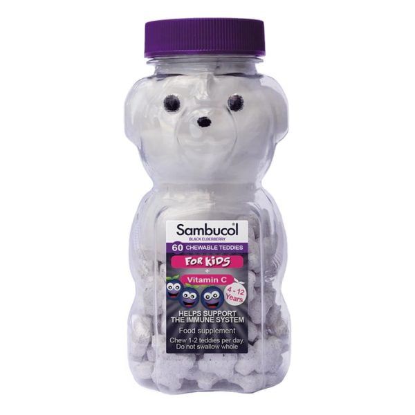 Sambucol Black Elderberry Immune Support For Kids + Vitamin C 60 Chewable Teddies