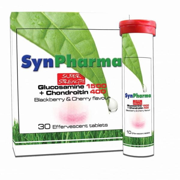 SynPharma Glycosamine 1500 & Chondroitin 400 Blackberry & Cherry Flavour 30 Effervescent Tablets