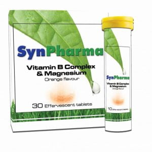 SynPharma Vitamin B Complex & Magnesium Orange Flavour 30 Effervescent Tablets