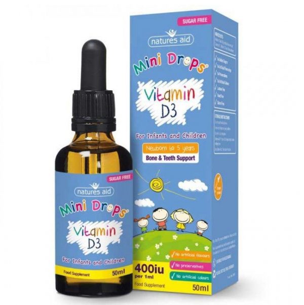 Natures Aid Mini Drops Vitamin D3 For Infants And Children 400iu/ml 50ml