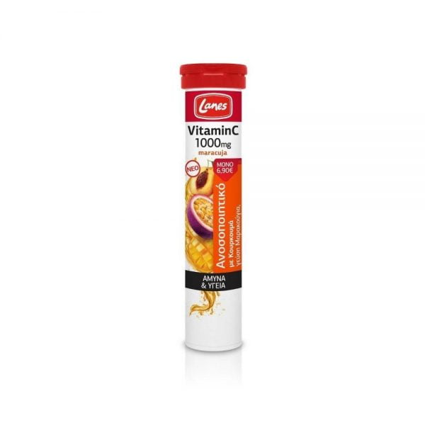 Lanes Vitamin C 1000mg Maracuja + Curcumin Immune System 20 Effervescent Tablets
