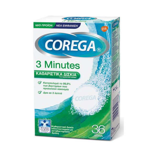 Corega 3 Minutes Daily Cleansing Tablets For Dentures 36 Tablets