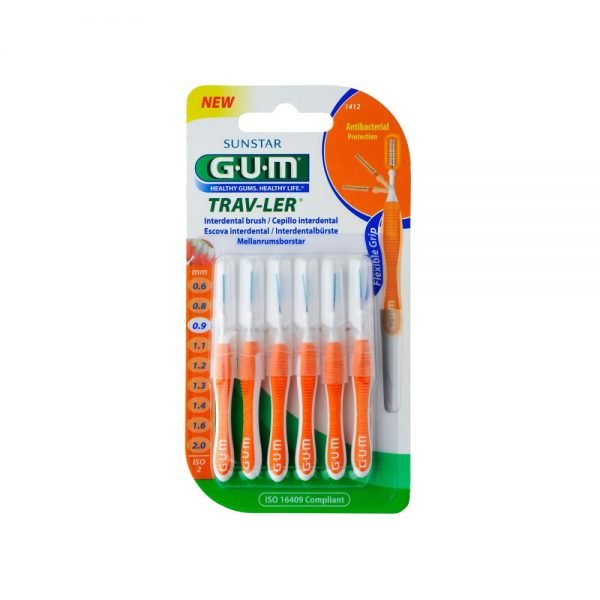 GUM Trav-ler Interdental Brush Antibacterial Protection (1412) 0.9mm 6Pcs