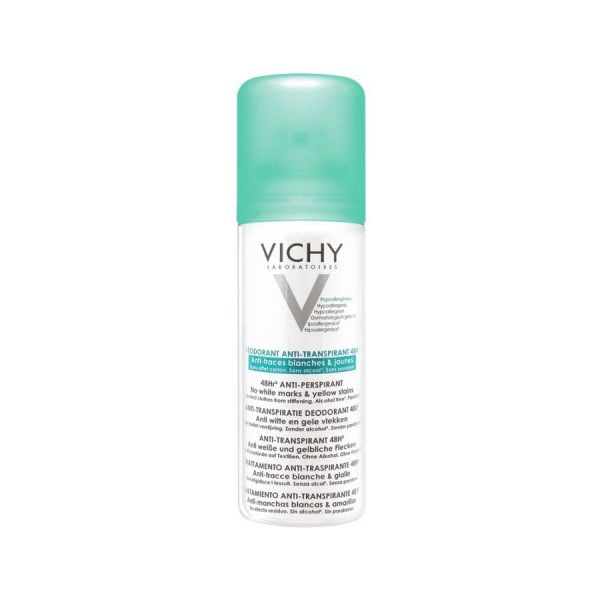 Vichy Deodorant 48hr Anti-Perspirant Deodorant Spray No White Marks & Yellow Stains 125ml