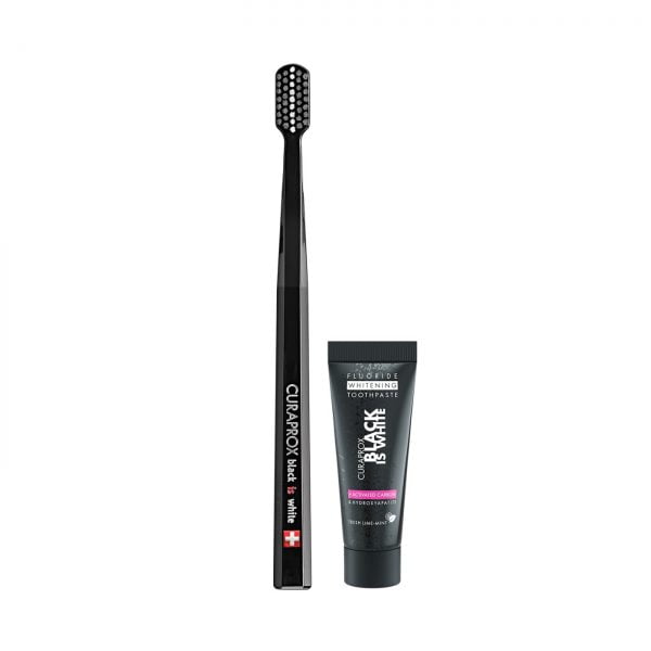 Curaprox Black Is White Toothbrush + Toothpaste 10ml
