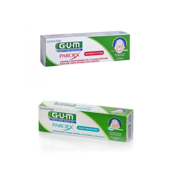 GUM Paroex Intensive Action Toothpaste Chlorhexidine 0.12% 75ml & Daily Prevention Toothpaste Chlorhexidine 0.06% 75ml