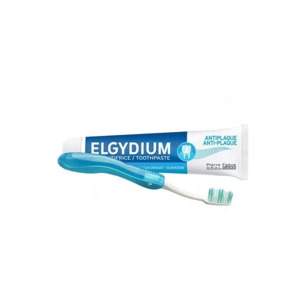 Elgydium Travel Set Anti-Plaque Toothpaste 50ml + Foldable Toothbrush