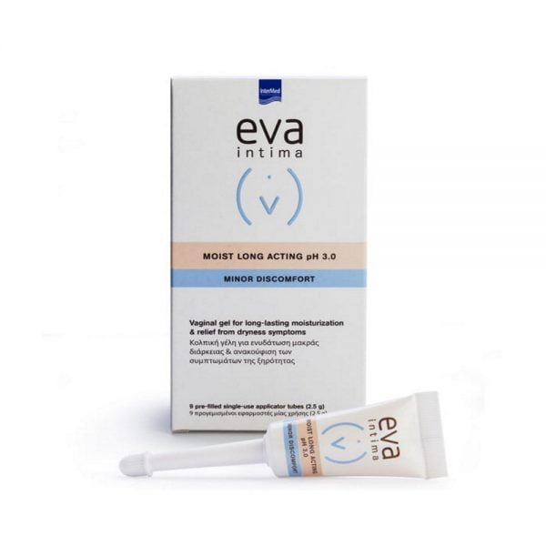 Intermed Eva Intima Moist Long Acting pH 3.0 Minor Discomfort 9 Pre-Filled Single Use Applicator Tubes 2.5g