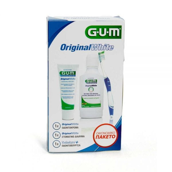GUM 1 Toothpaste Original White 75ml & 1 Mouthwash Original White 300ml & 1 Technique+ Toothbrush