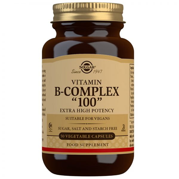 Solgar Vitamin B-Complex 100 Extra High Potency 50 Vegetable Capsules