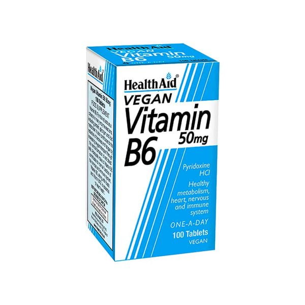 Health Aid Vitamin B6 50mg 100 Vegan Tablets