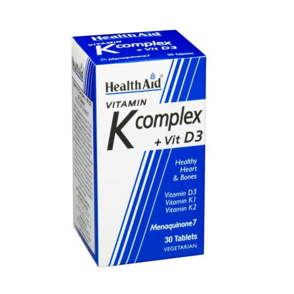 Health Aid Vitamin K Complex + Vitamin D3 30 Vegetarian Tablets