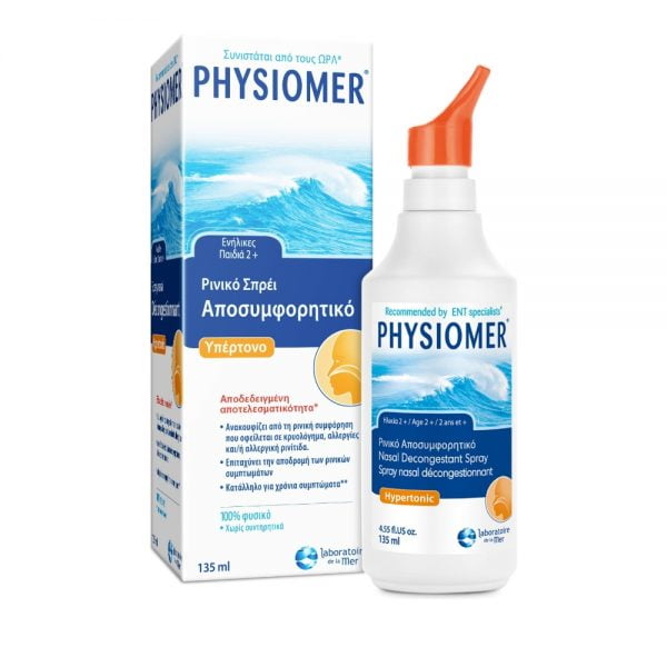 Physiomer Nasal Spray Decongestant Hypertonic Adults And Children 2+ 135ml