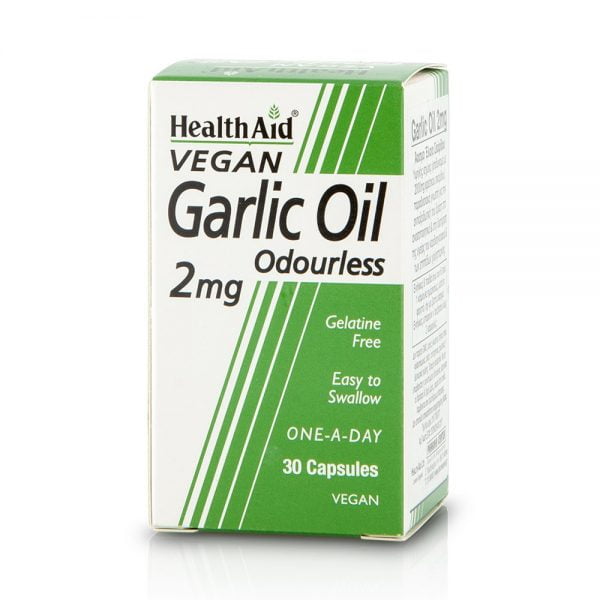 Health Aid Garlic Oil 2mg Odourless 30 Vegan Capsules