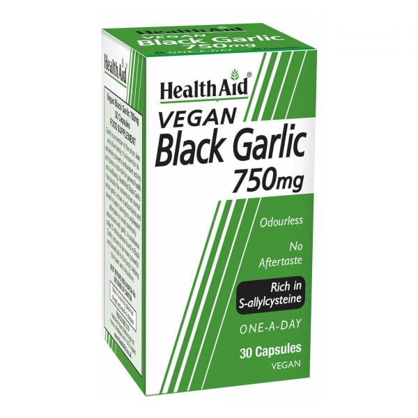 Health Aid Black Garlic 750mg 30 Vegan Capsules