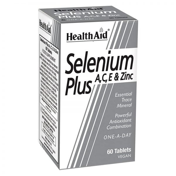 Health Aid Selenium Plus A, C, E & Zinc 60 Vegan Tablets