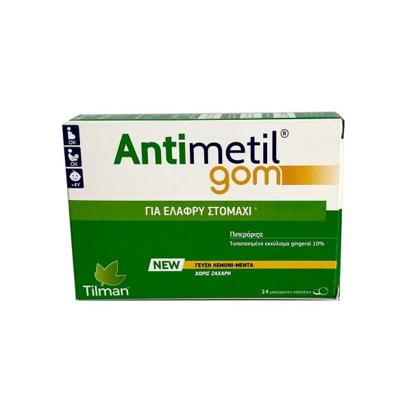 Tilman Antimetil Gom Light Stomach Ginger Lemon-Mint Taste 24 Gums