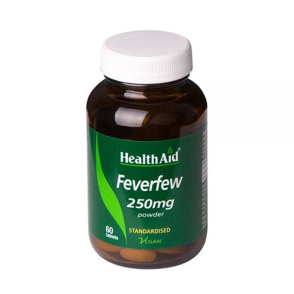Health Aid Feverfew 250mg Powder Standardised 60 Vegan Tablets