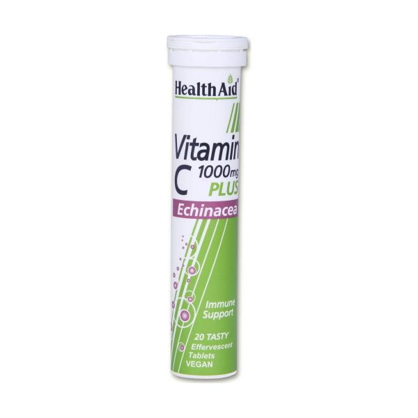 Health Aid Vitamin C 1000mg Plus Echinacea 20 Tasty Vegan Effervescent Tablets