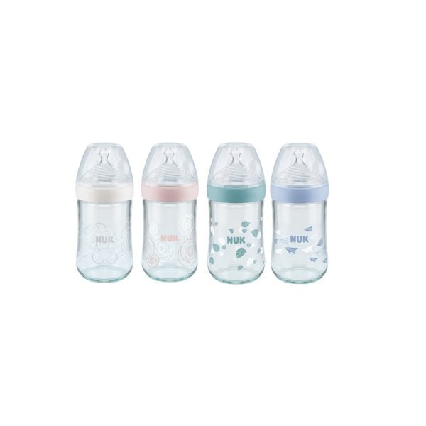 NUK Nature Sense Glass Bottle Silicone Teat M 0-6 Months 240ml