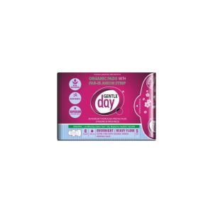 Gentle Day Organic Pads With Far-IR Anion Strip Overnight / Heavy Flow 8Pcs