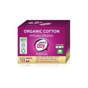 Gentle Day Organic Cotton Hypoallergenic Tampons Regular Flow 18Pcs