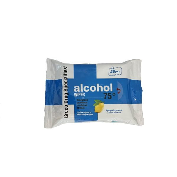 Greco Alcohol Wipes 75° Lemon Scented 20 Wipes