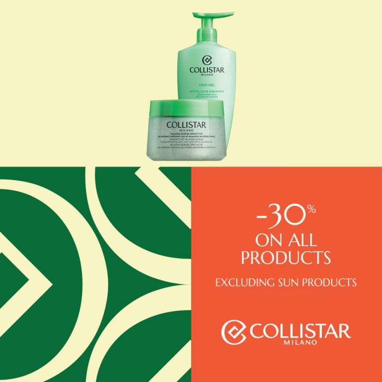 Collistar -30% on all products except sunscreens
