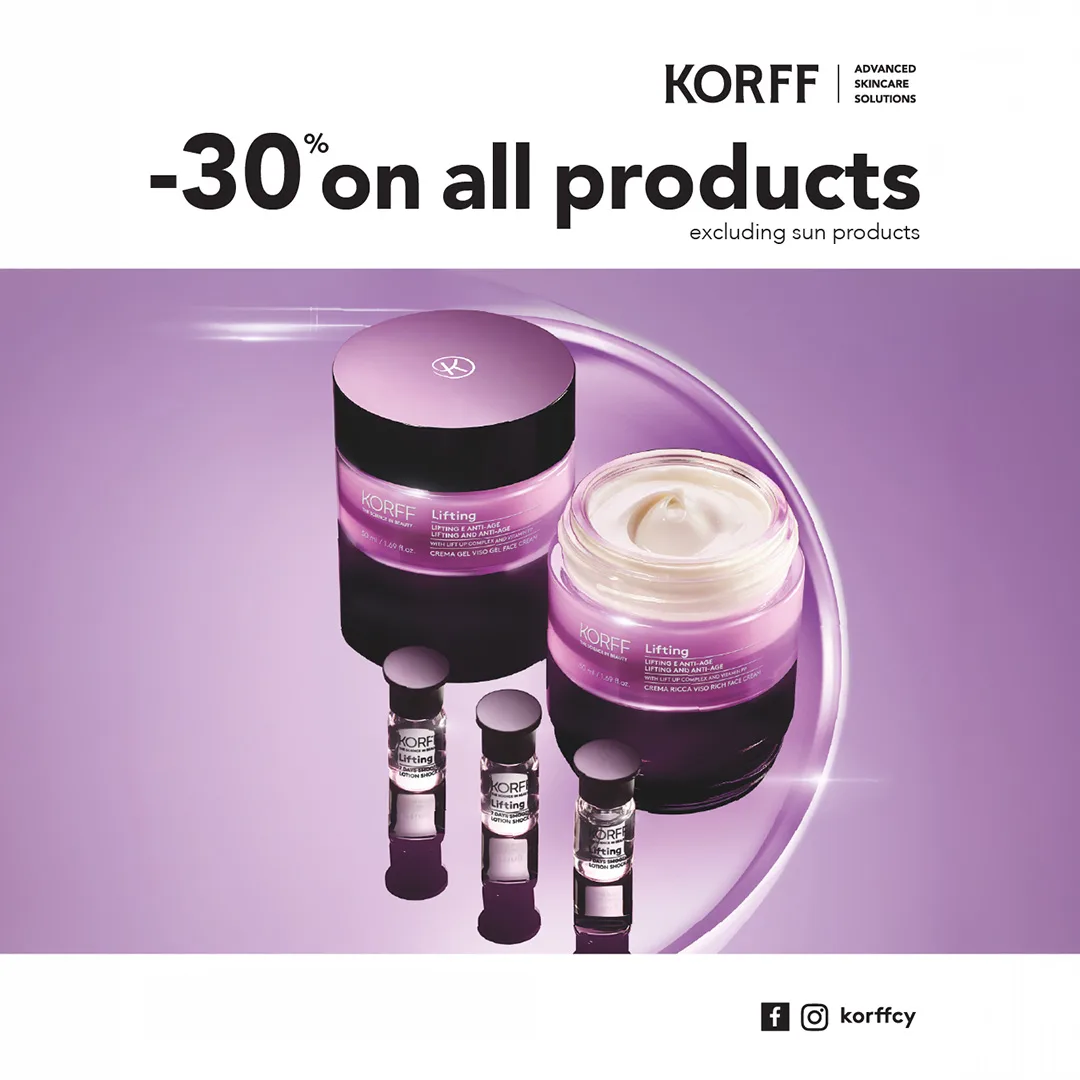 Korff -30% on all products except sunscreens (valid till 6/6)