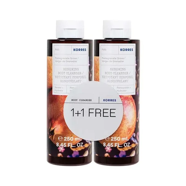 korres shower gel 1+1 free